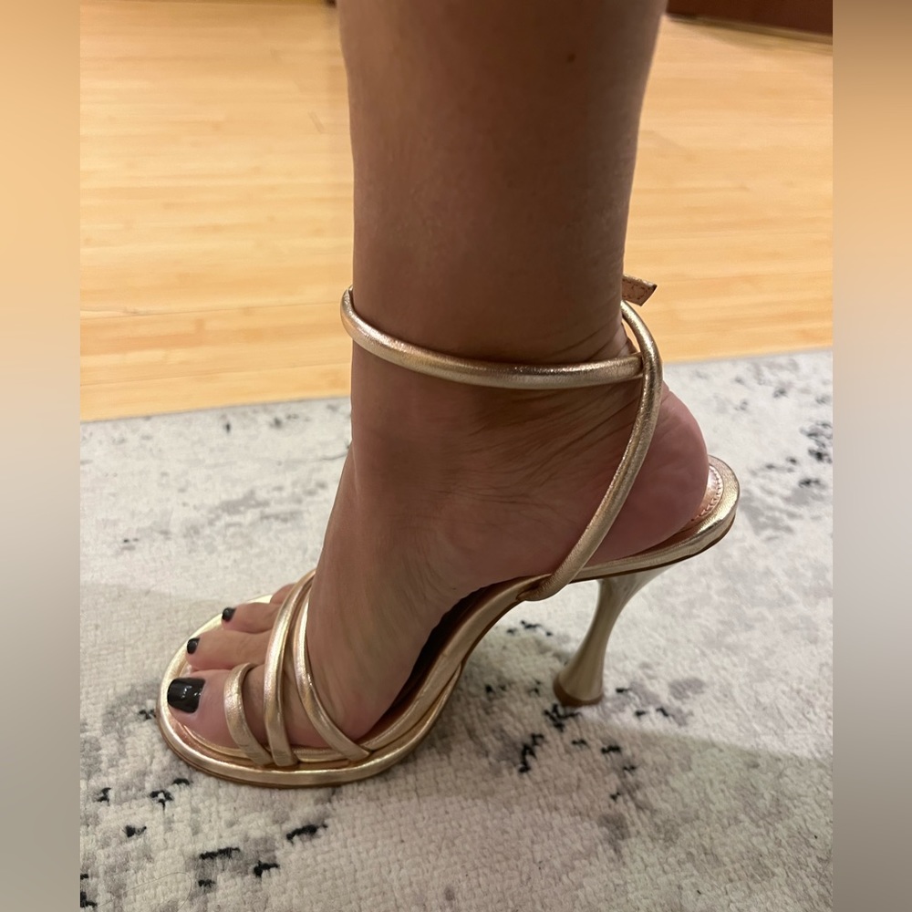 SCHUTZ Metallic Gold Strappy Sandals - Picture 5 of 15